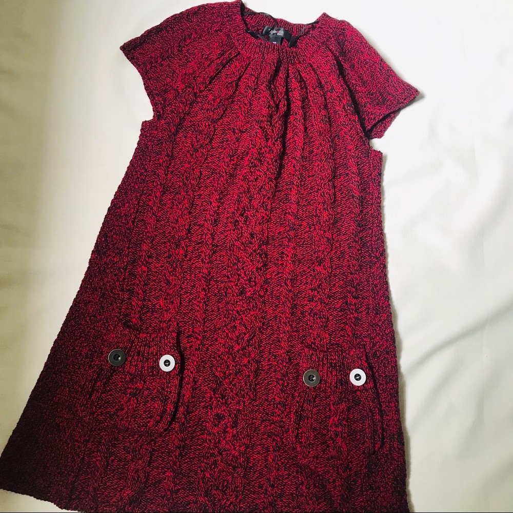 Style & Co Red Cable Knit Sweater Dress